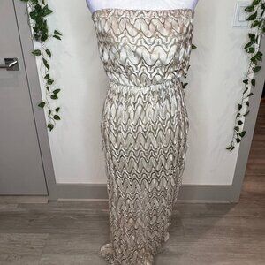 Sans Souci Beige Lace Maxi Dress Size Medium
